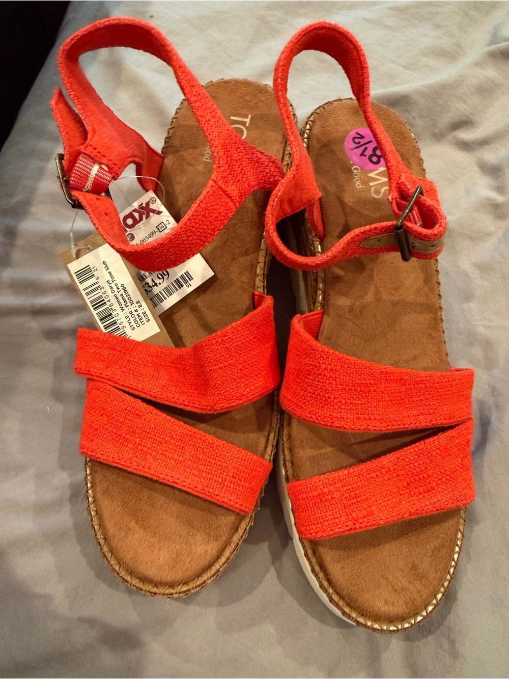 Toms Bright Orange Strappy Slingback Sandals